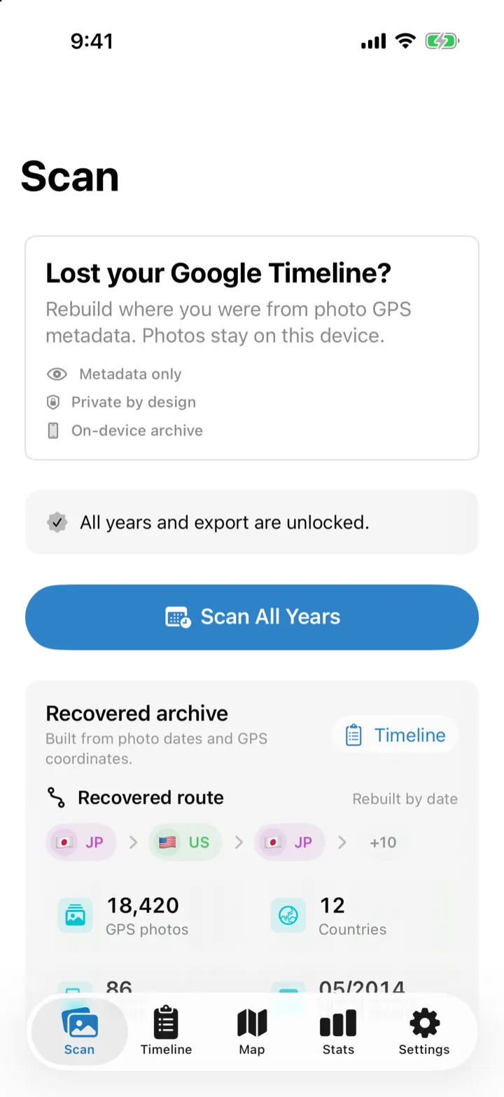 Scan screen